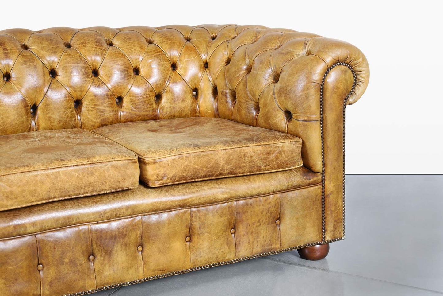 Vintage English Leather Chesterfield Sofa