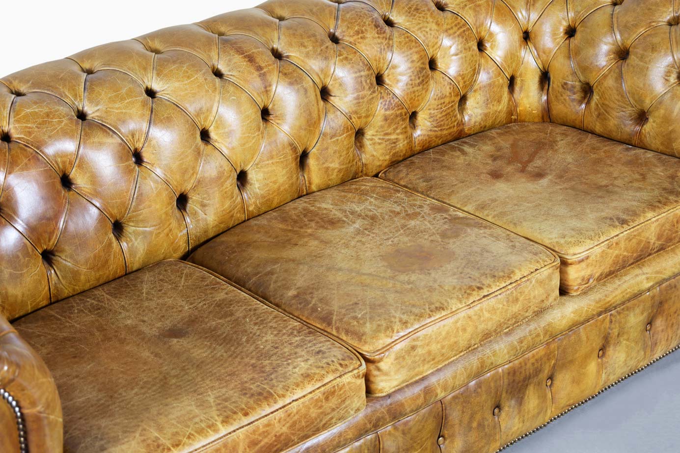 Vintage English Leather Chesterfield Sofa