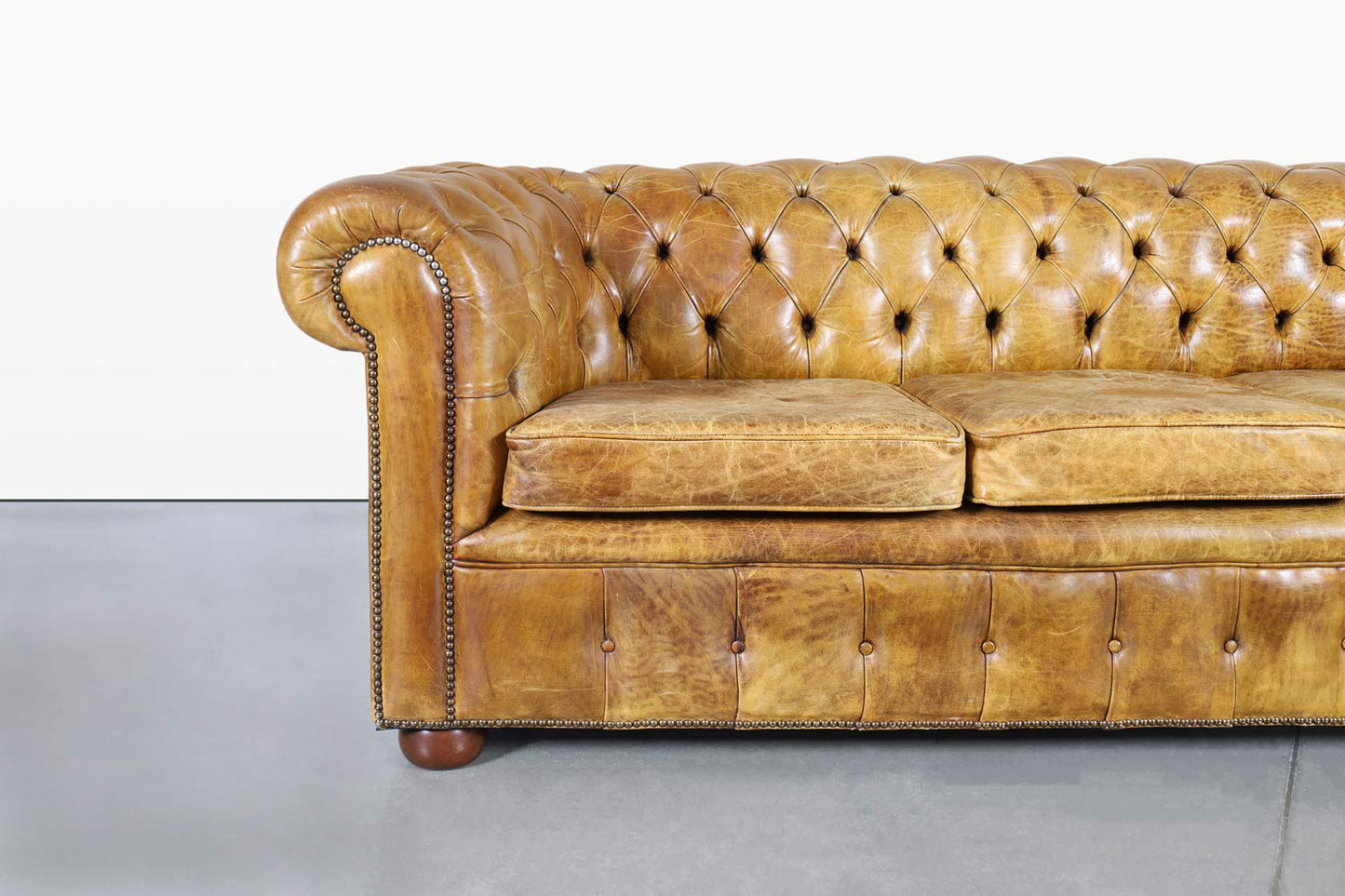 Vintage English Leather Chesterfield Sofa