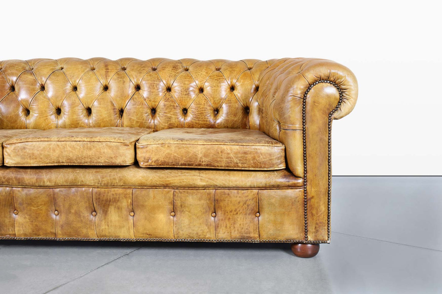 Vintage English Leather Chesterfield Sofa