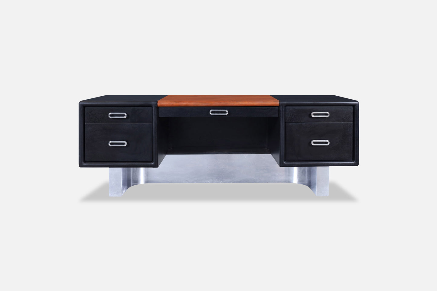 Vintage Executive Ebonized and Chrome Desk