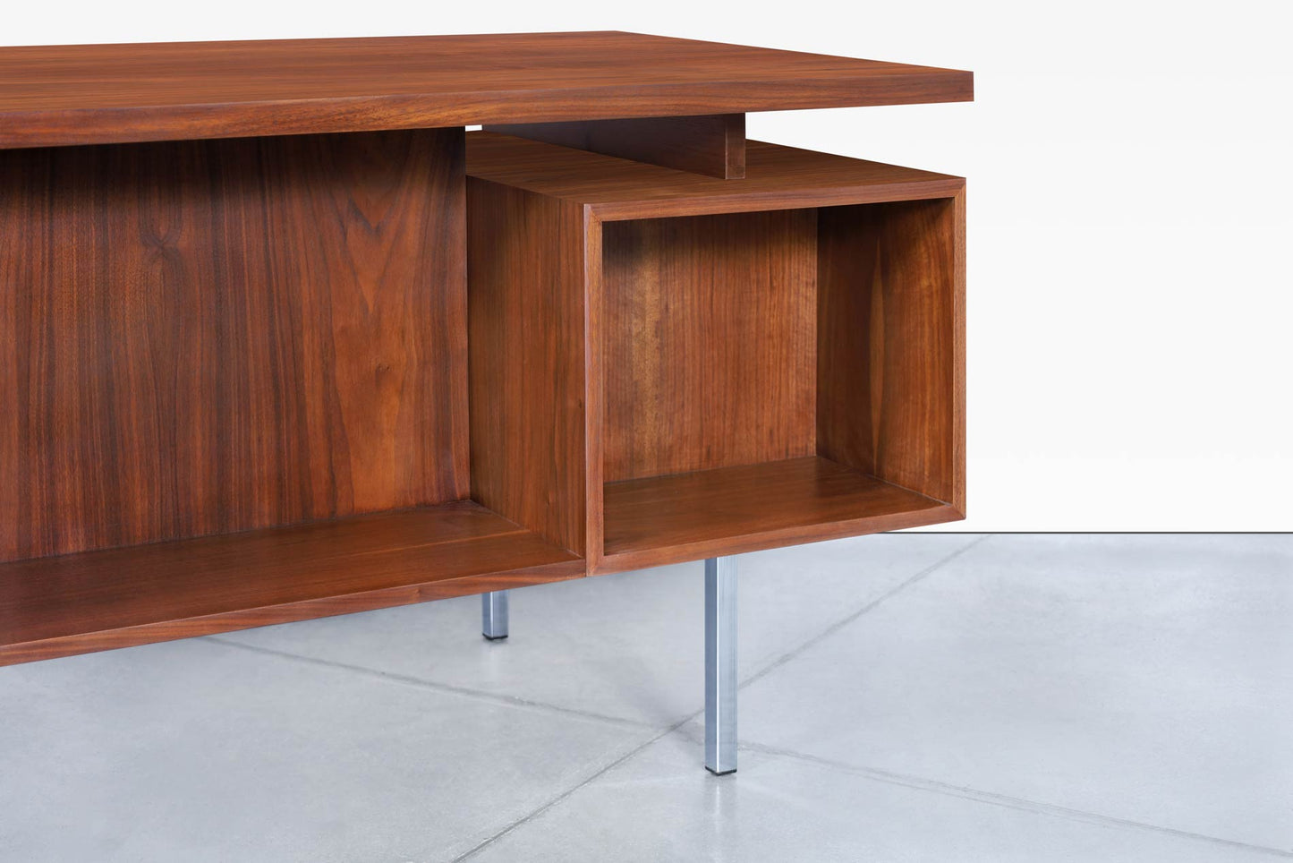 Vintage Walnut and Chrome Executive Desk by John Keal