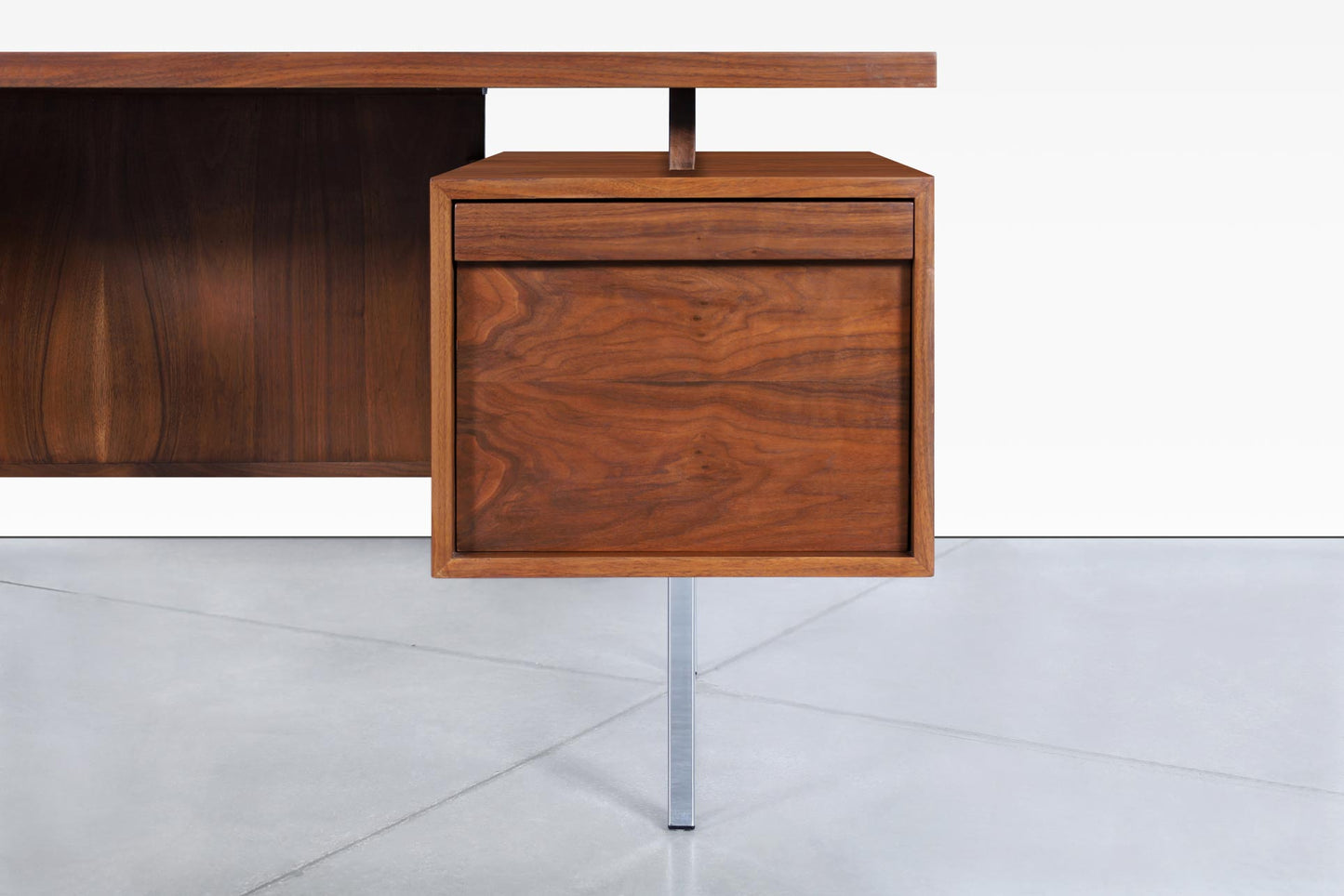 Vintage Walnut and Chrome Executive Desk by John Keal