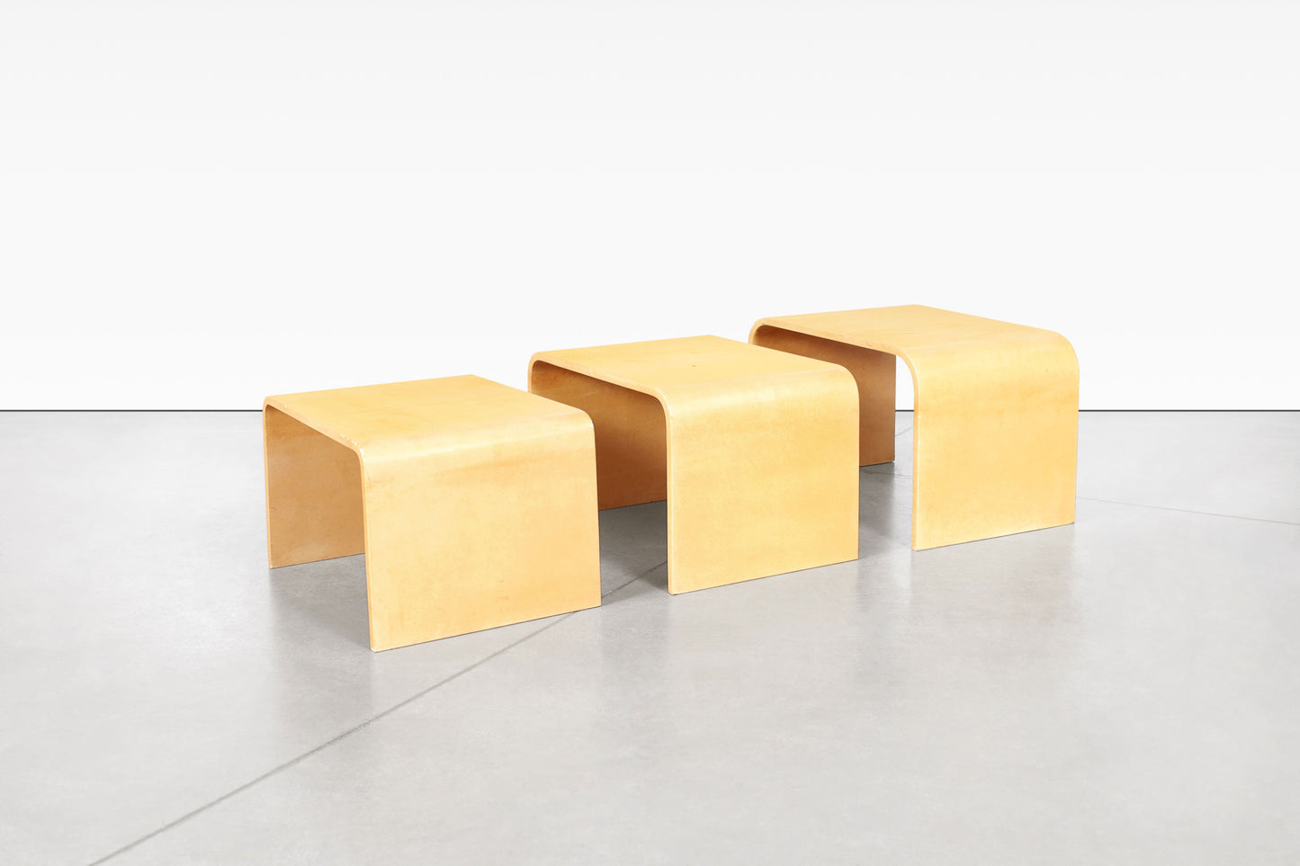 Vintage Goatskin "Waterfall" Nesting Tables by Aldo Tura