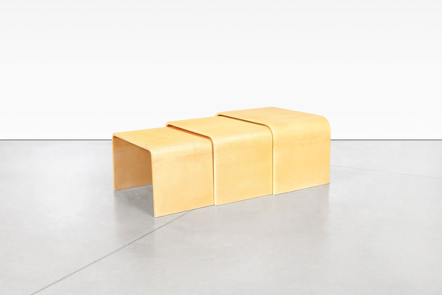 Vintage Goatskin "Waterfall" Nesting Tables by Aldo Tura