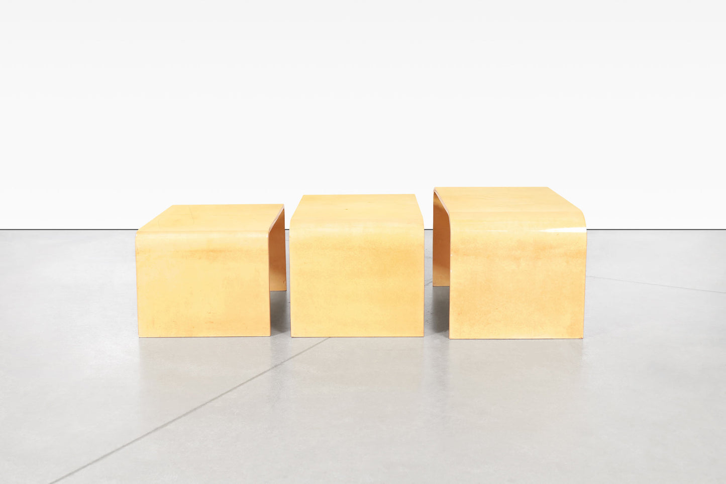 Vintage Goatskin "Waterfall" Nesting Tables by Aldo Tura