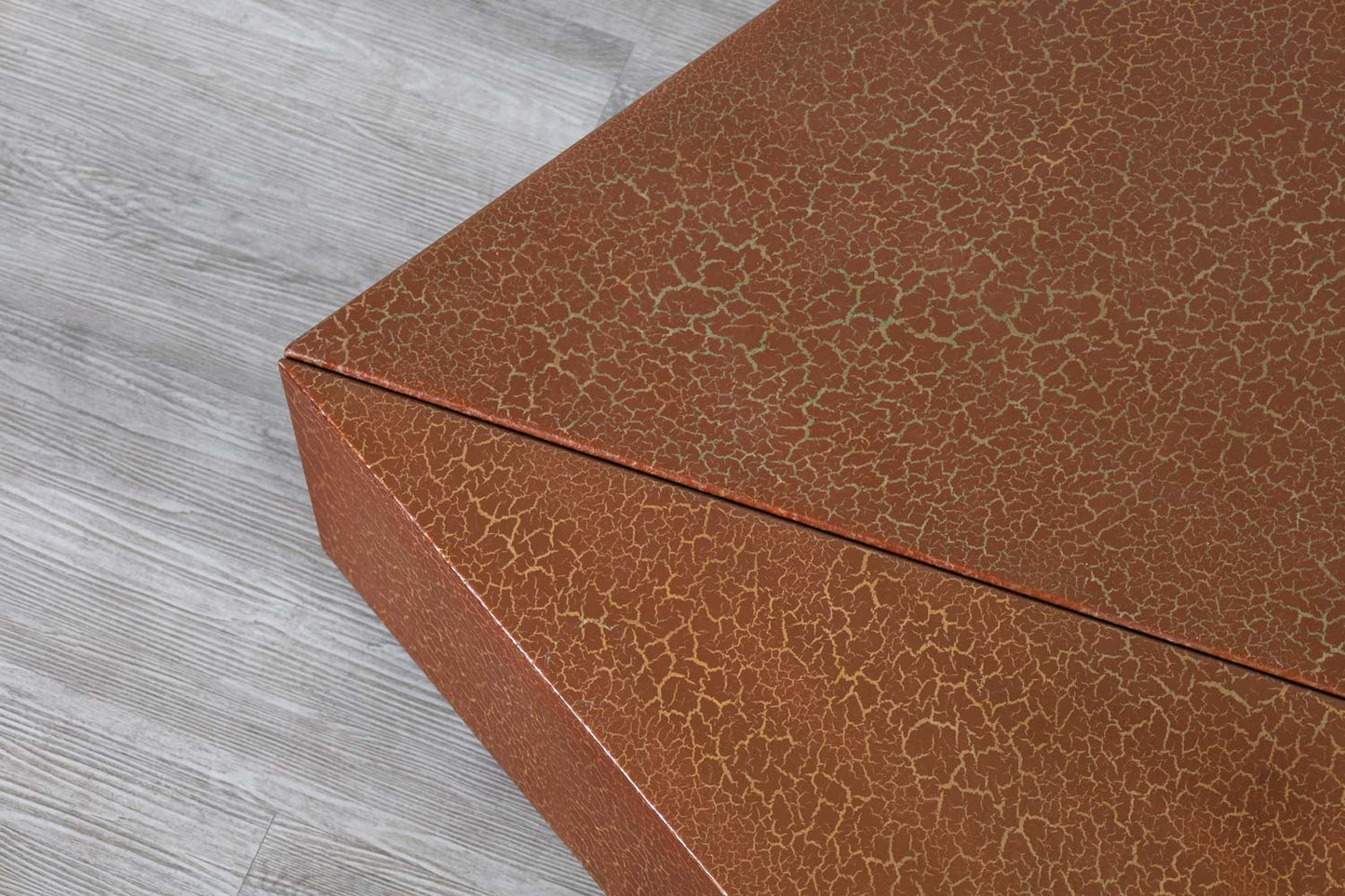 Vintage Hand-Painted Craquelure Geometric Coffee Table, 1970s