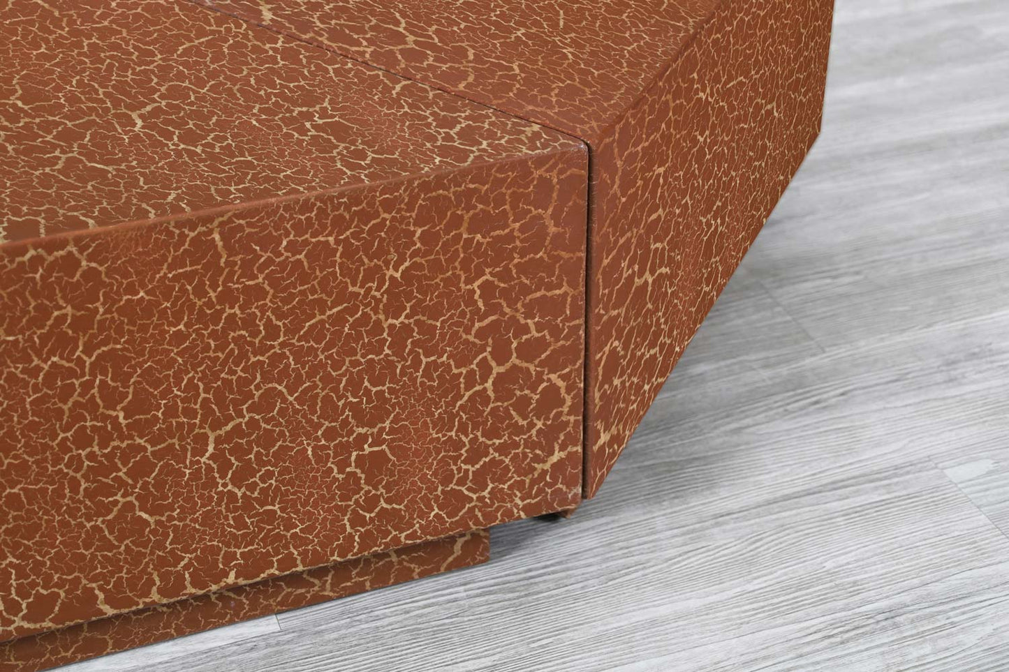 Vintage Hand-Painted Craquelure Geometric Coffee Table, 1970s