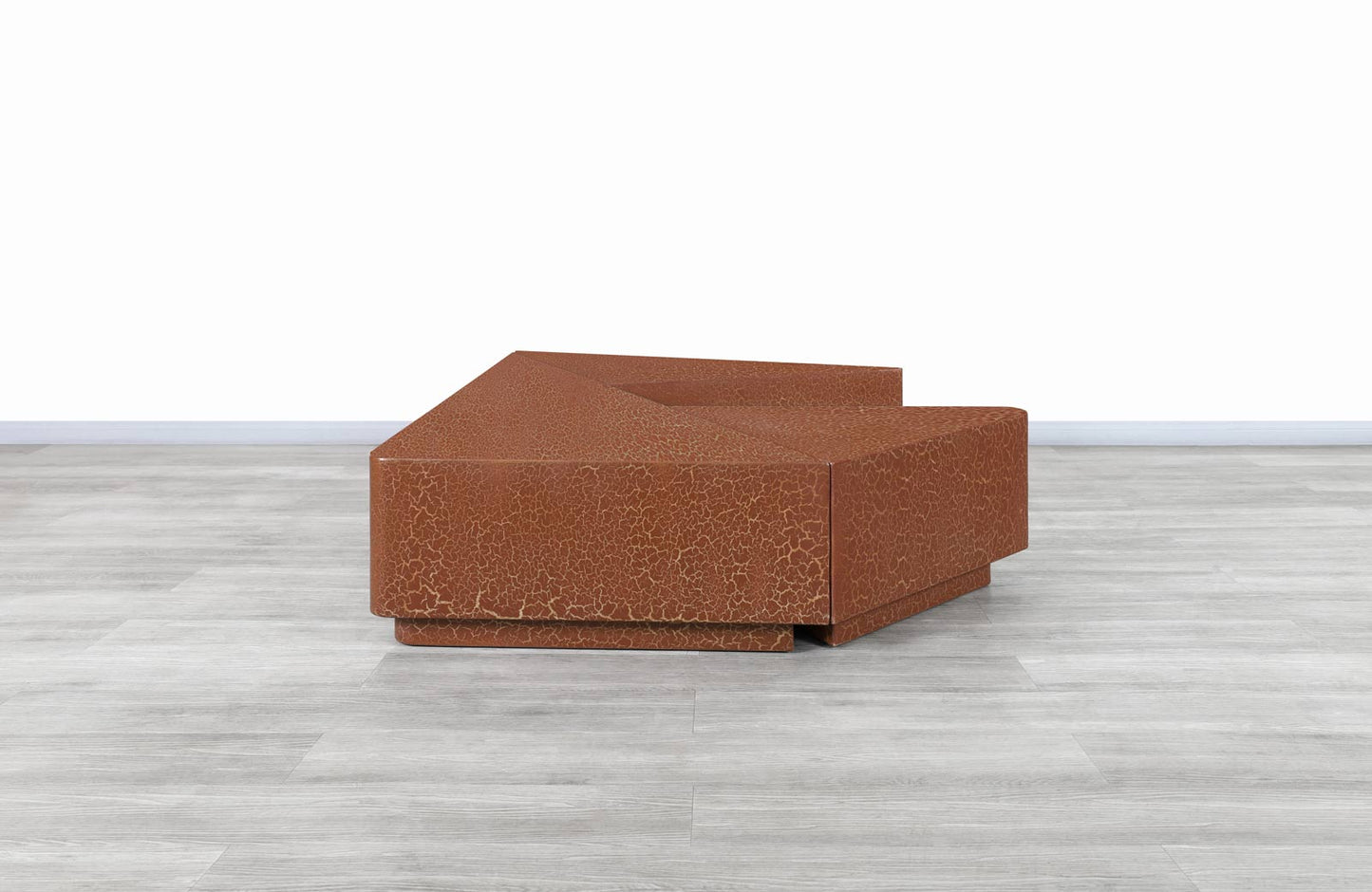 Vintage Hand-Painted Craquelure Geometric Coffee Table, 1970s