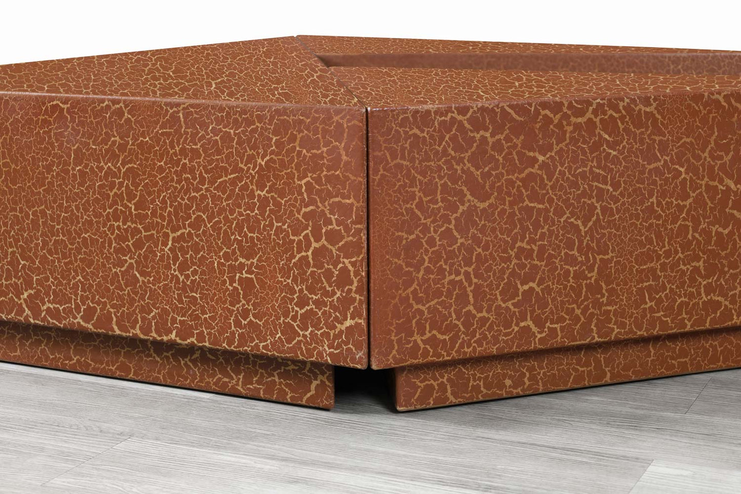 Vintage Hand-Painted Craquelure Geometric Coffee Table, 1970s