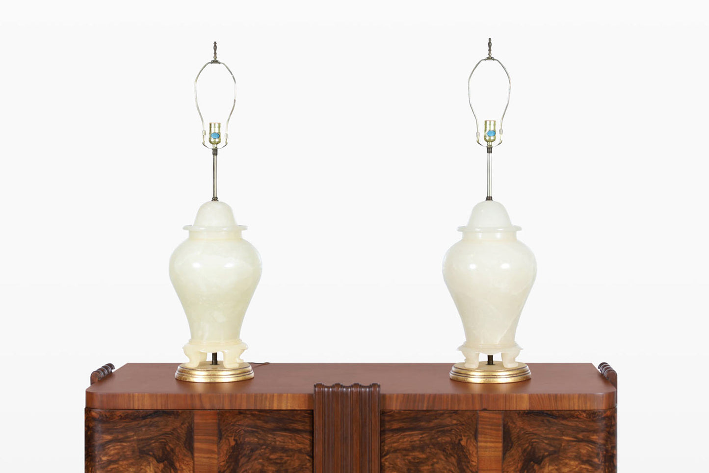 Vintage Italian Alabaster Ginger Jar Lamps
