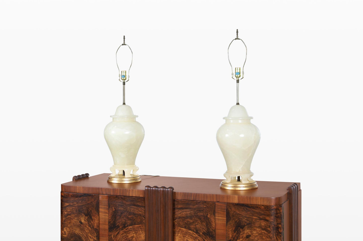 Vintage Italian Alabaster Ginger Jar Lamps