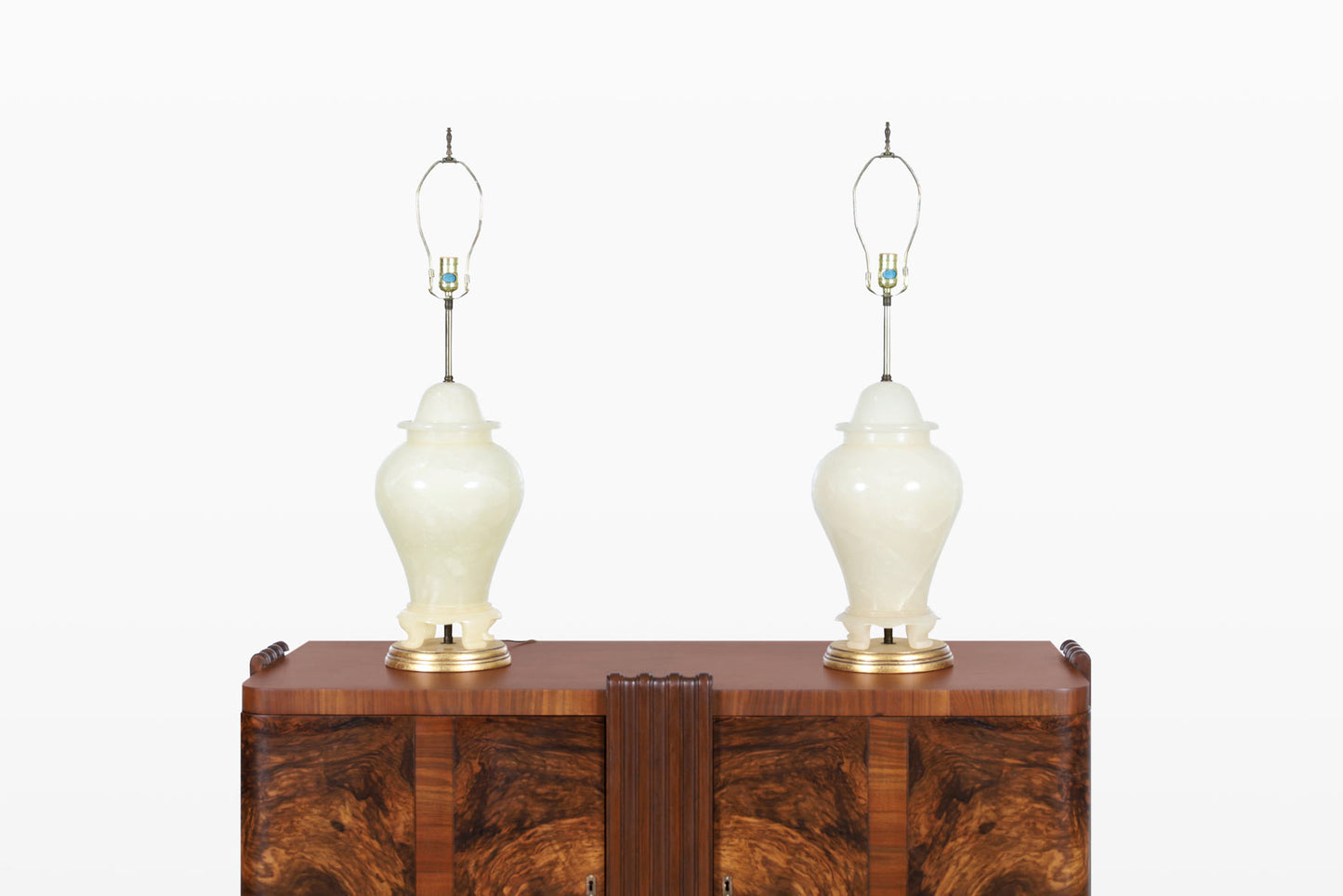 Vintage Italian Alabaster Ginger Jar Lamps