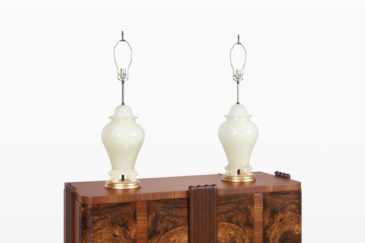 Vintage Italian Alabaster Ginger Jar Lamps