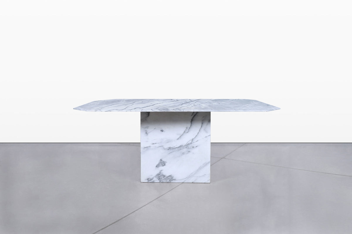 Vintage Italian Bianco Carrara Marble Dining Table, 1970s