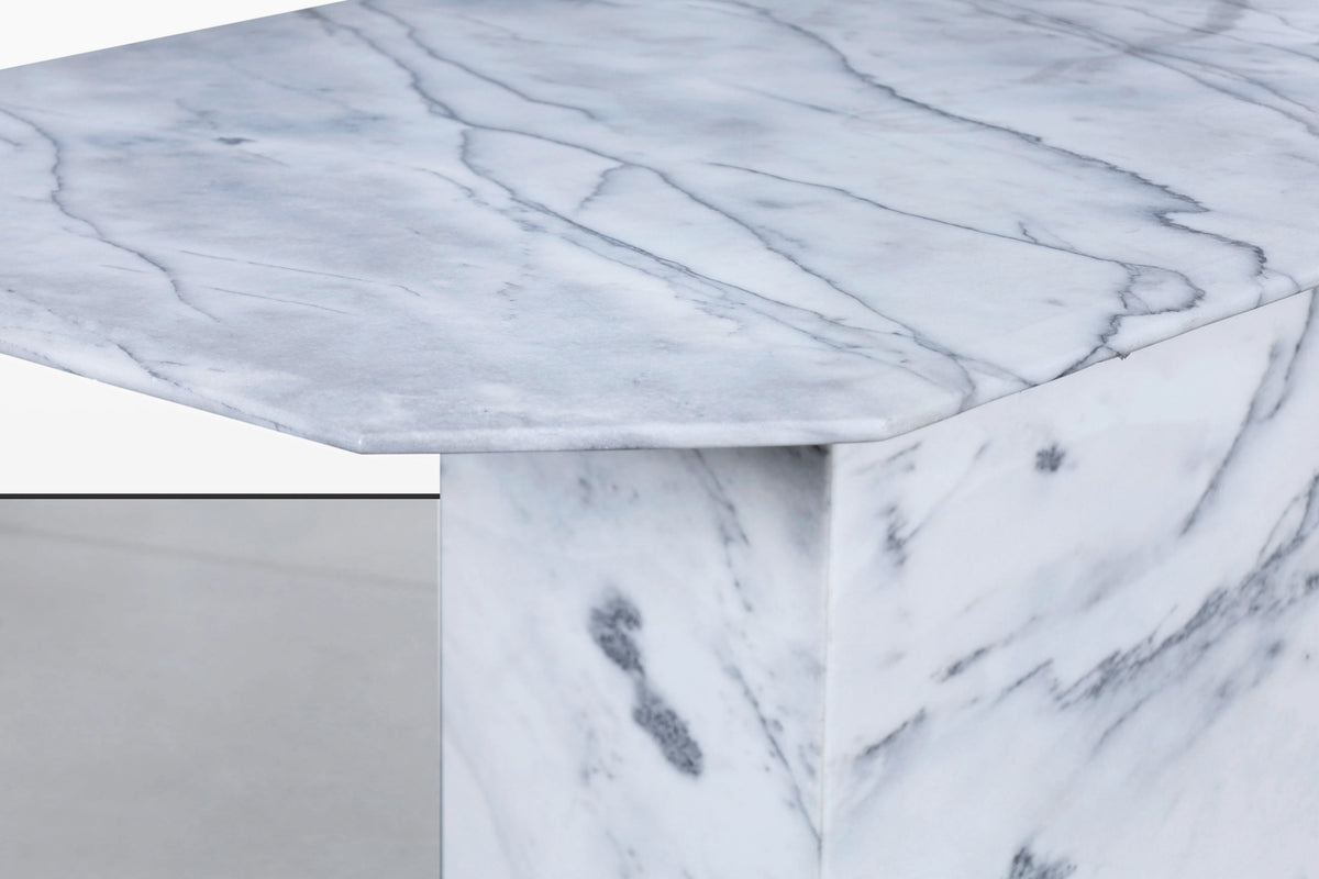 Vintage Italian Bianco Carrara Marble Dining Table, 1970s