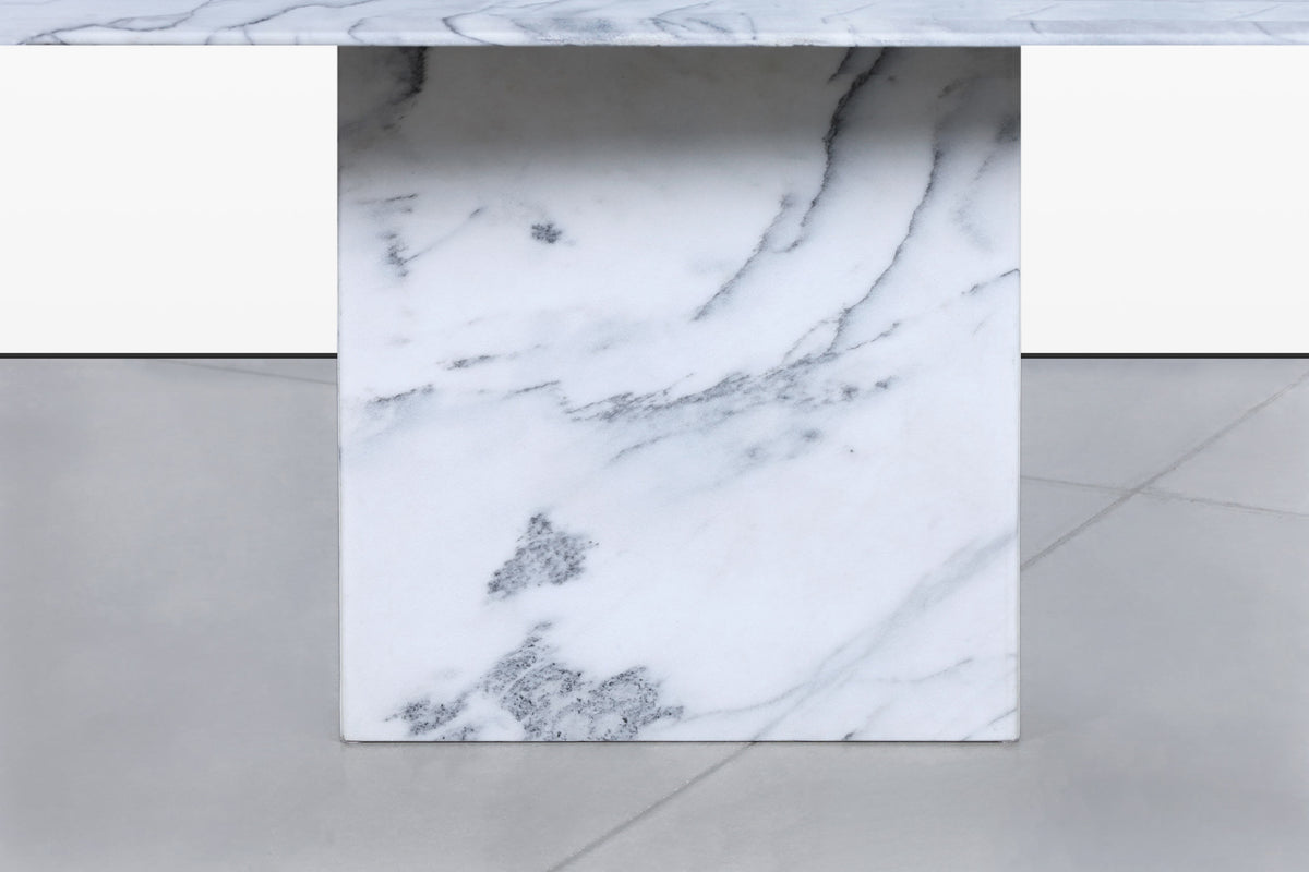 Vintage Italian Bianco Carrara Marble Dining Table, 1970s