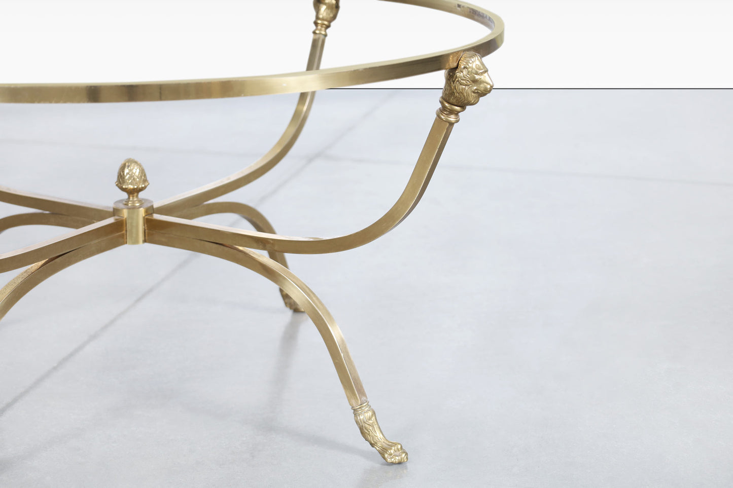 Vintage Italian Brass Lion Heads Coffee Table