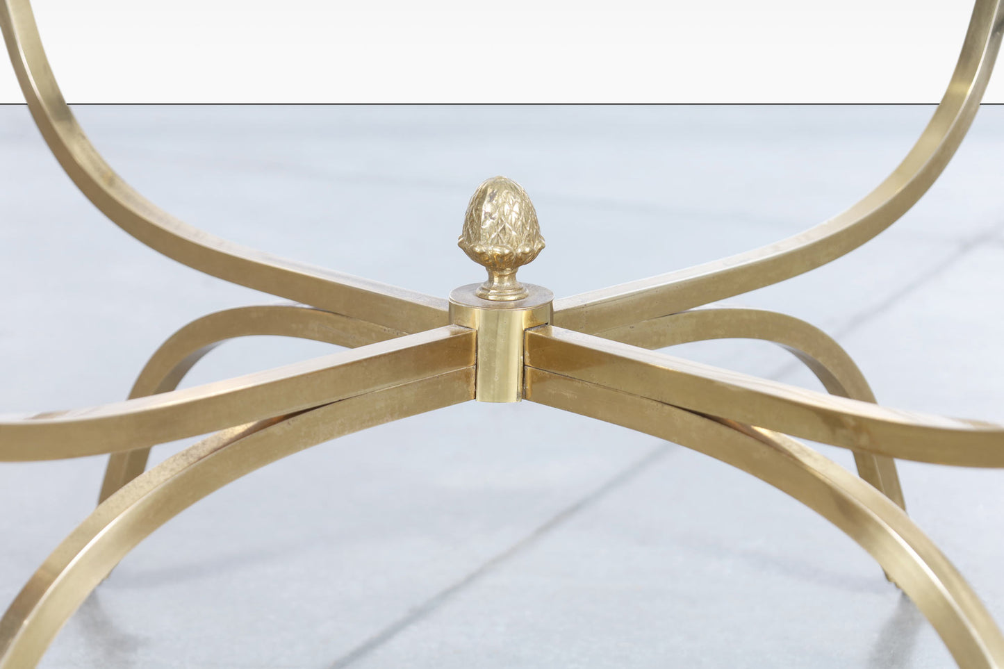 Vintage Italian Brass Lion Heads Coffee Table