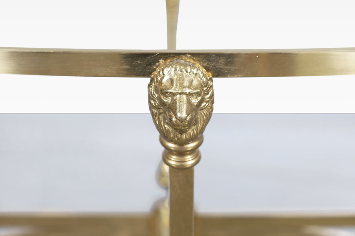 Vintage Italian Brass Lion Heads Coffee Table