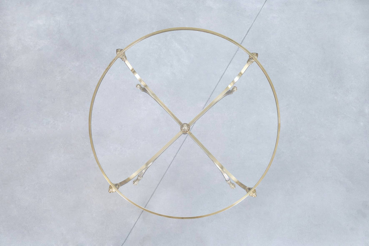 Vintage Italian Brass Lion Heads Coffee Table