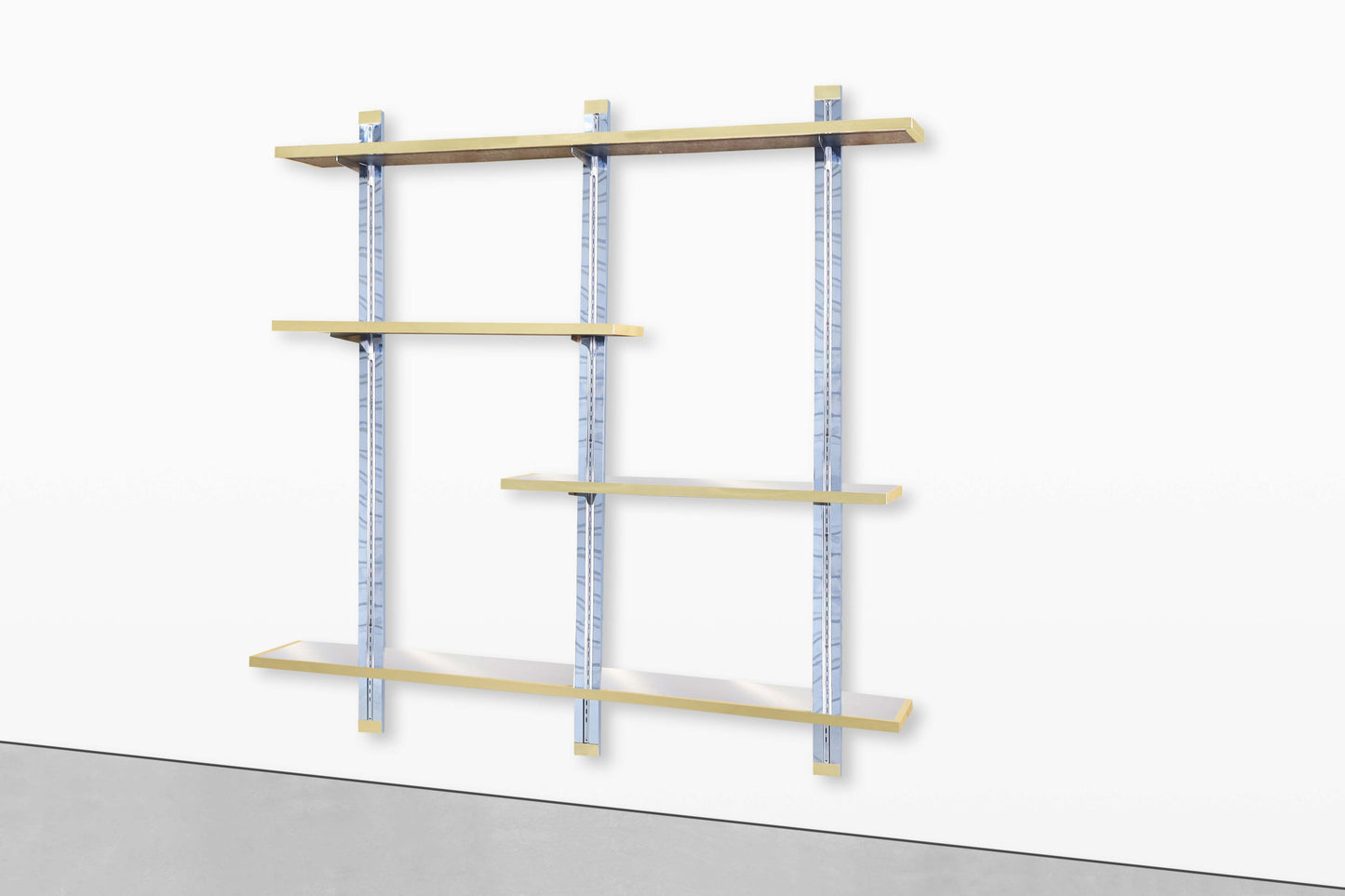 Vintage Italian Chrome and Brass “Cityscape” Wall-Mounted Unit