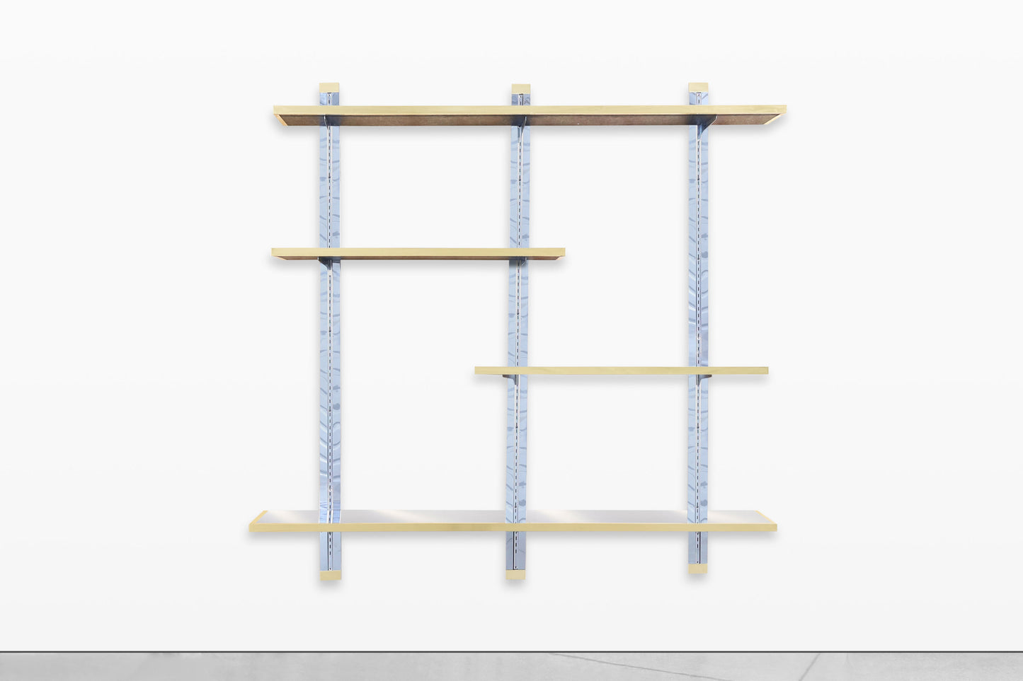 Vintage Italian Chrome and Brass “Cityscape” Wall-Mounted Unit