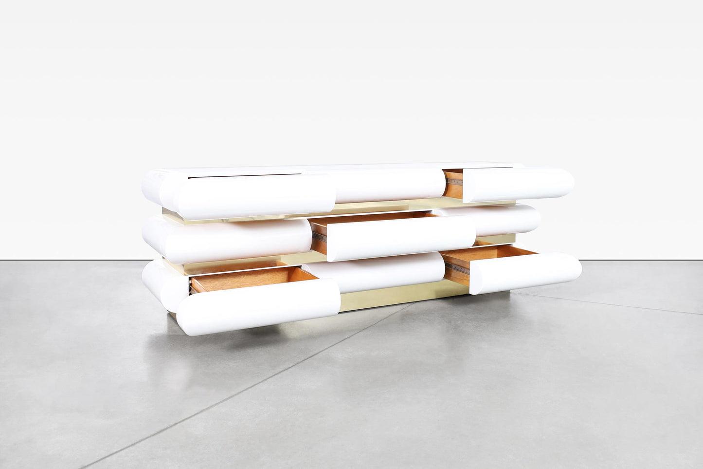 Vintage Italian Lacquered and Brass Dresser