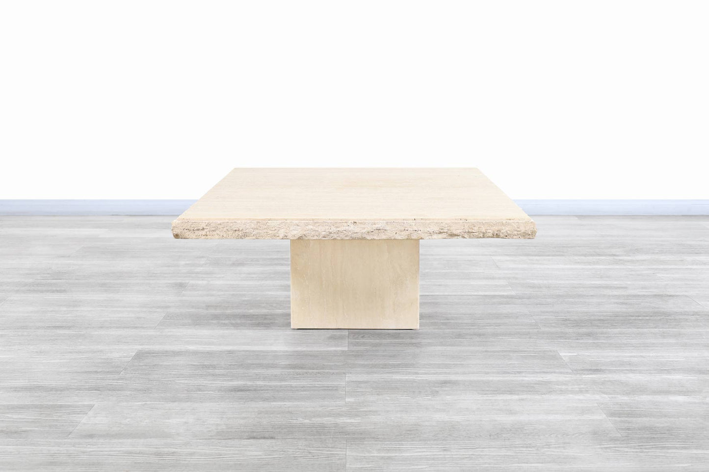 Vintage Italian Live-Edge Travertine Stone Coffee Table