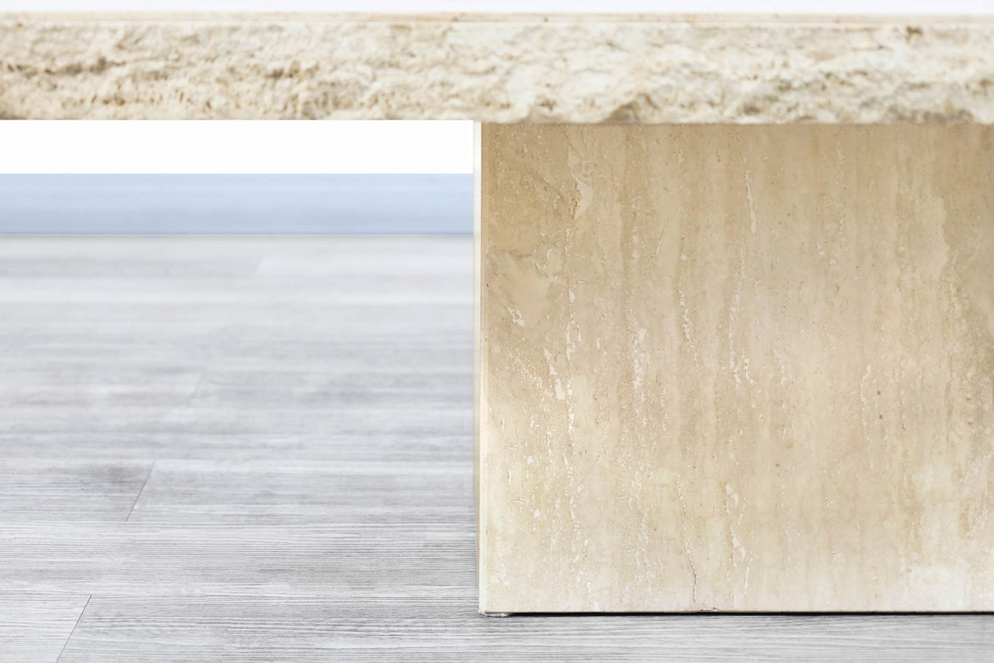 Italian Modernist Live Edge Travertine Coffee Table