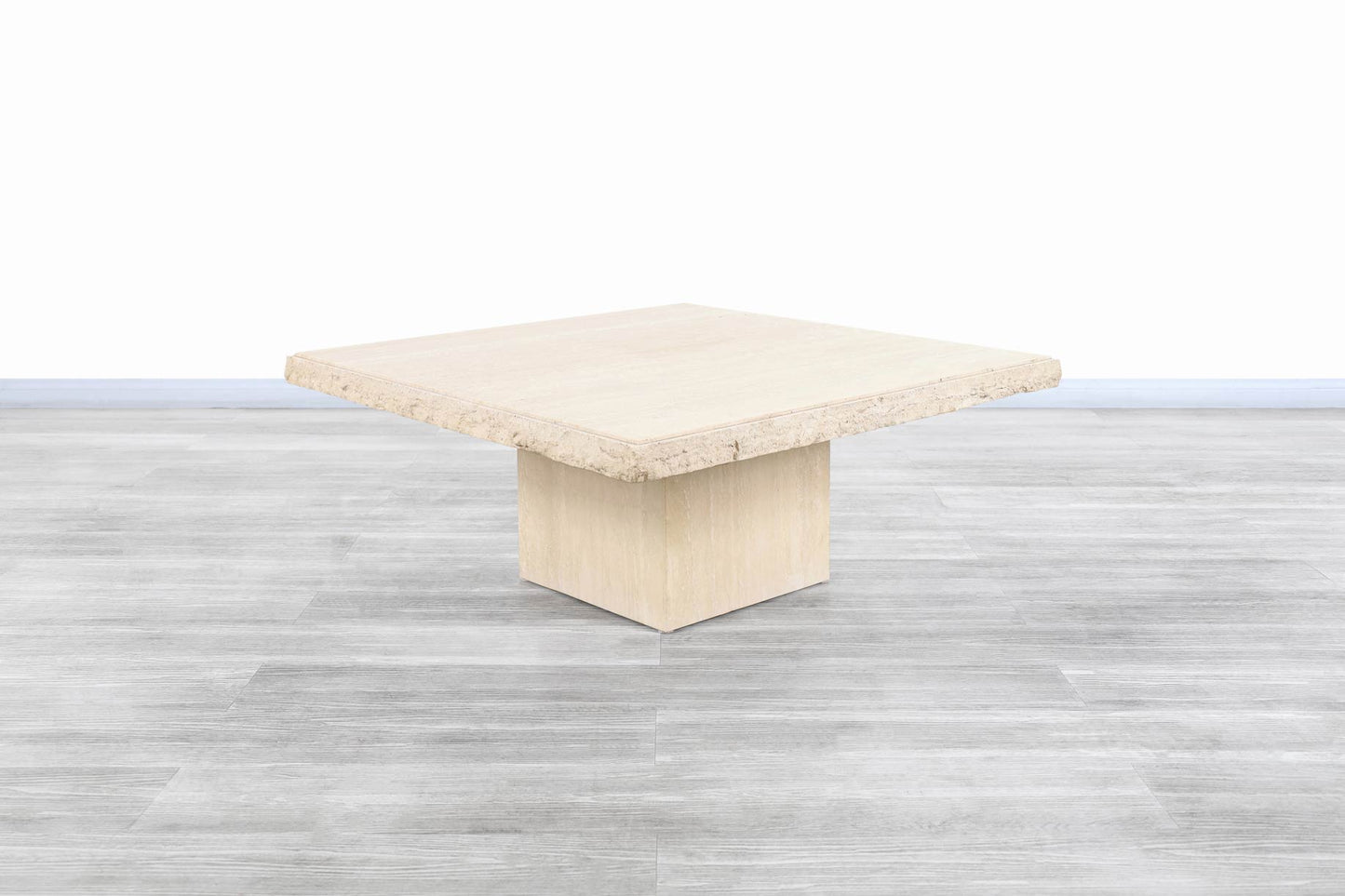 Italian Modernist Live Edge Travertine Coffee Table