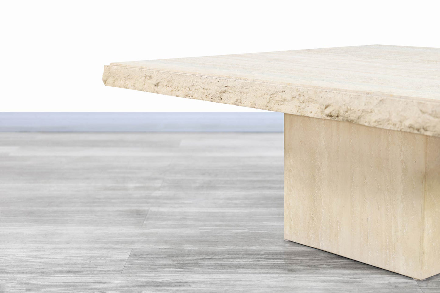 Italian Modernist Live Edge Travertine Coffee Table