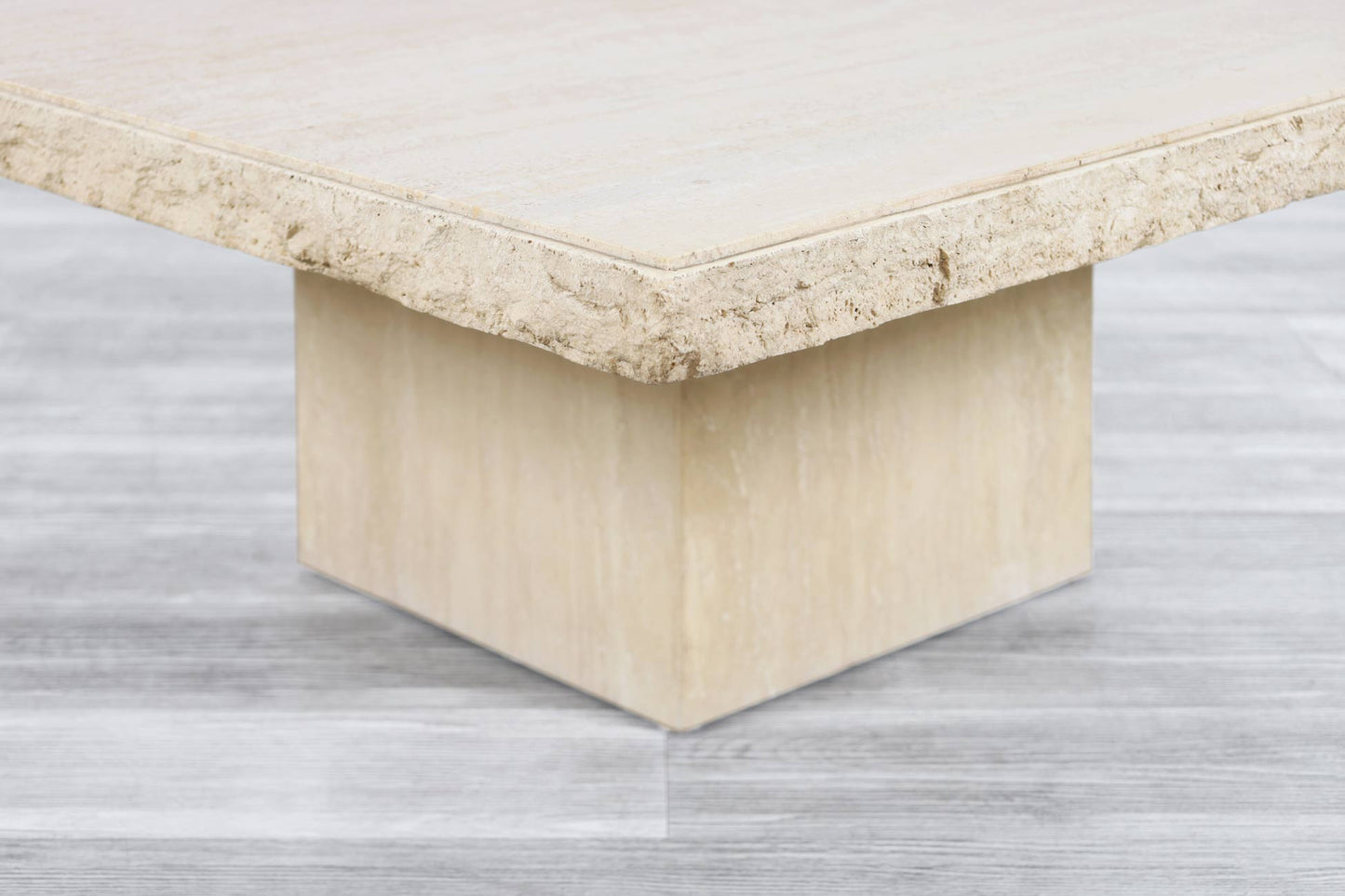 Vintage Italian Live-Edge Travertine Stone Coffee Table
