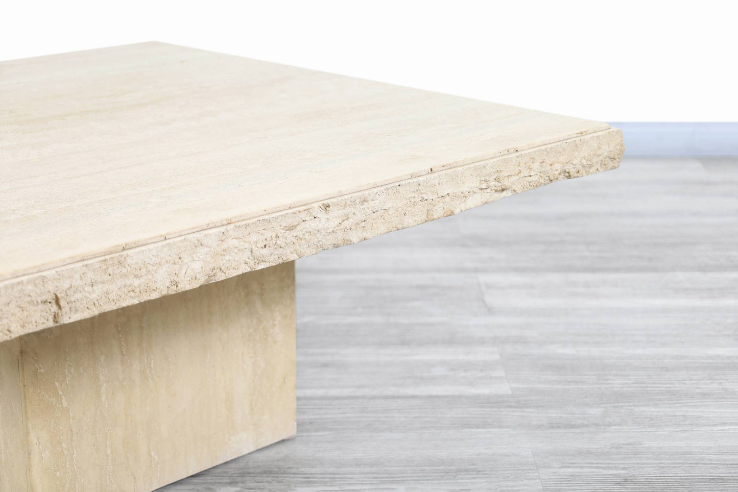 Vintage Italian Live-Edge Travertine Stone Coffee Table