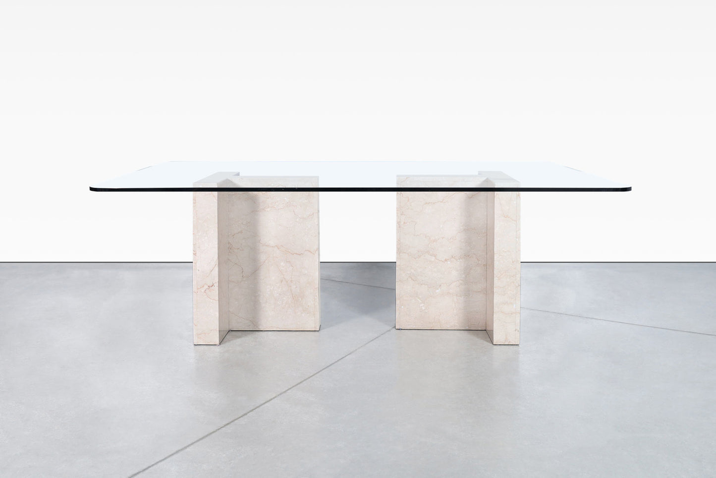 Vintage Italian Marble and Glass Dining Table