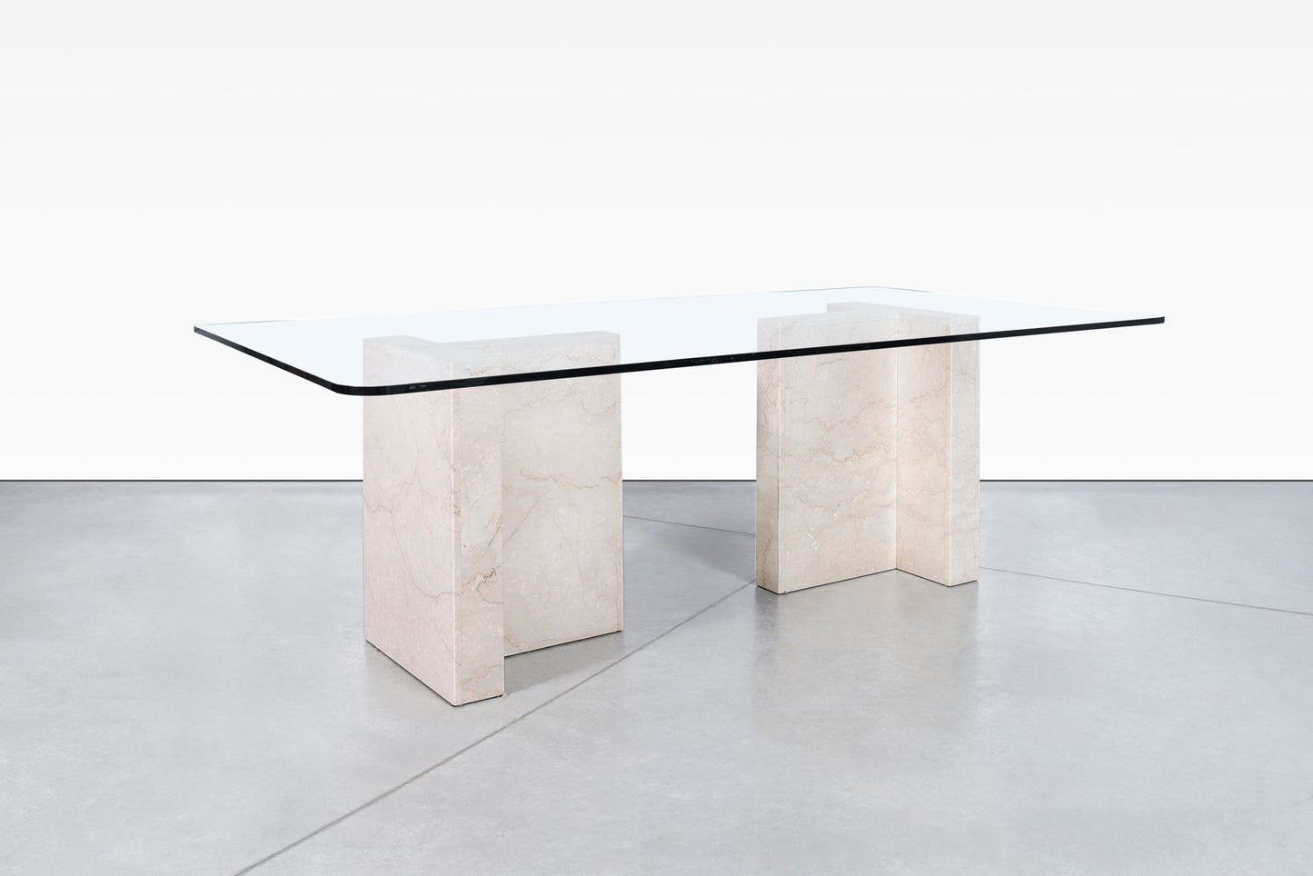 Vintage Italian Marble and Glass Dining Table