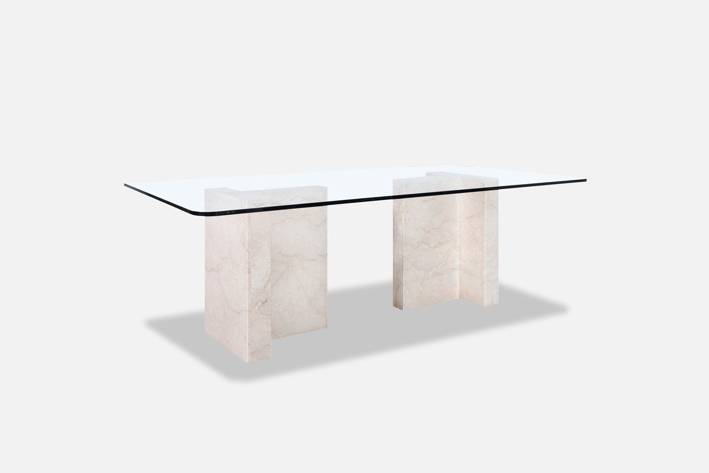 Vintage Italian Marble and Glass Dining Table