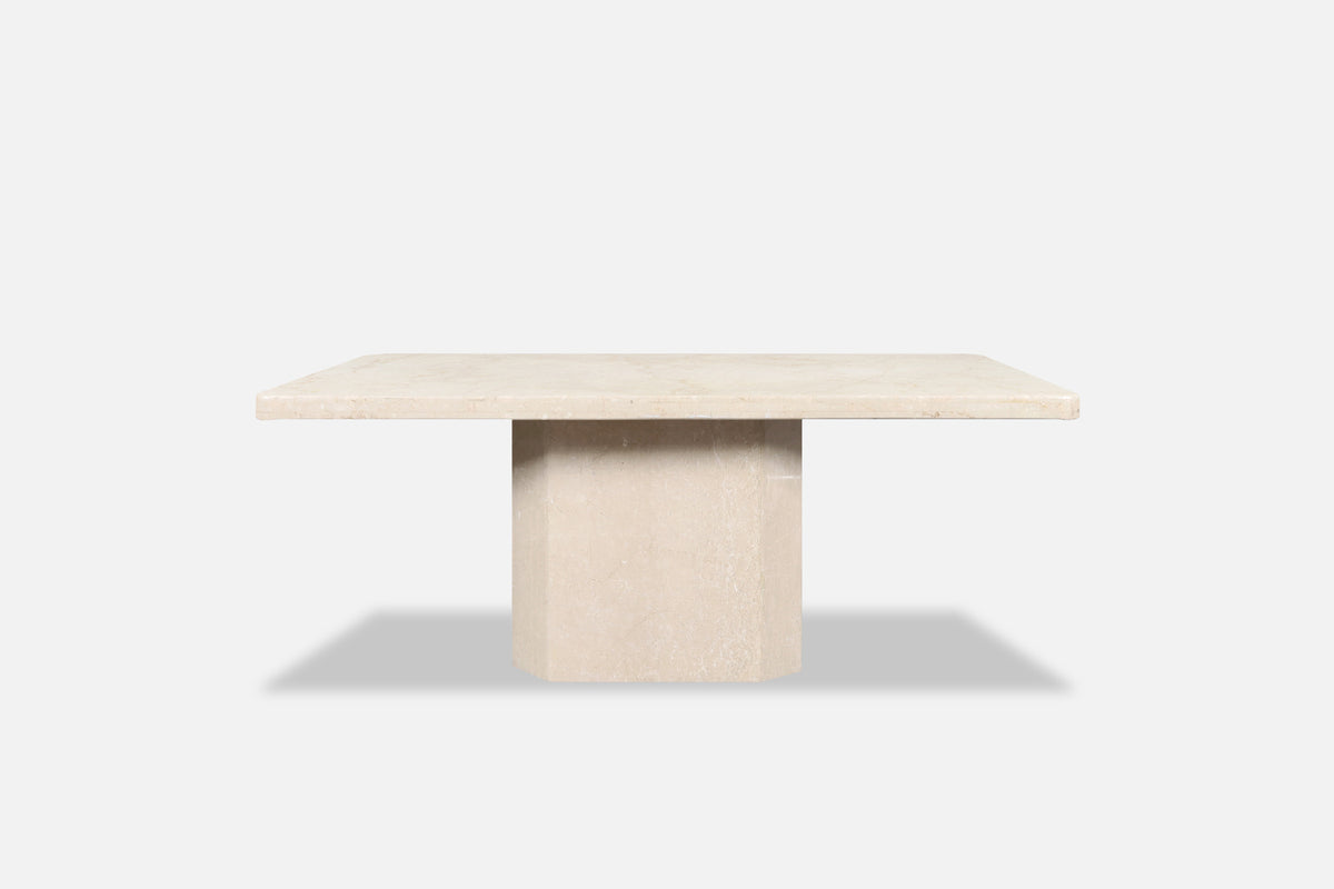 Vintage Italian Modern Botticino Marble Dining Table, 1970s