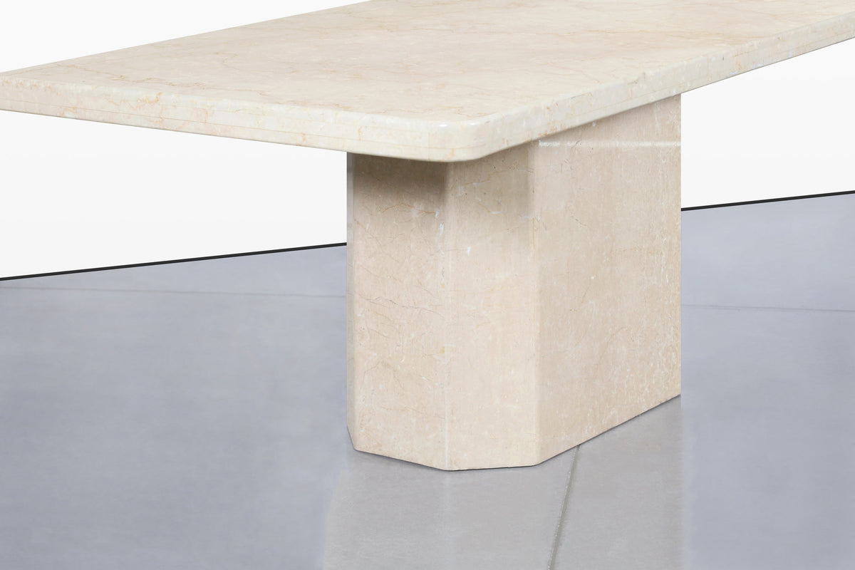 Vintage Italian Modern Botticino Marble Dining Table, 1970s