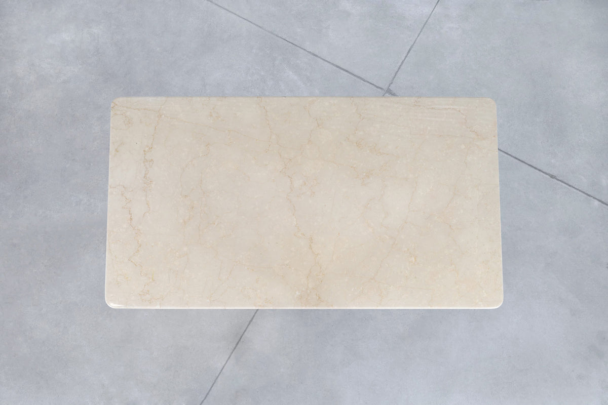 Vintage Italian Modern Botticino Marble Dining Table, 1970s