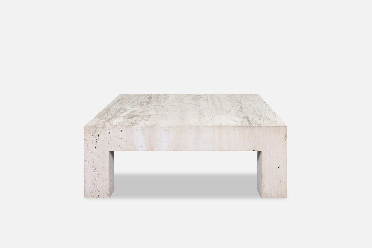 Vintage Italian Modern Sculptural Travertine Coffee Table, 1970s