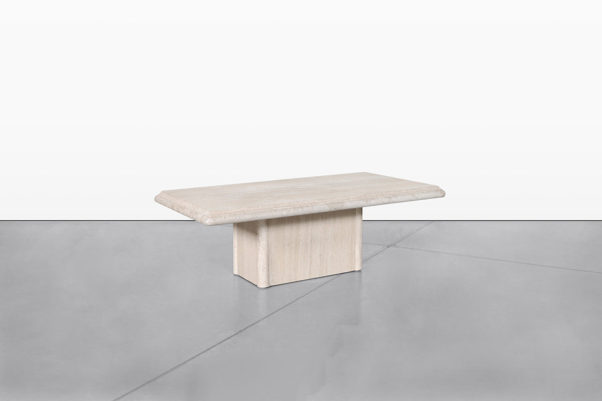 Vintage Italian Modern Travertine Coffee Tables with Bullnose Edge, 1980s