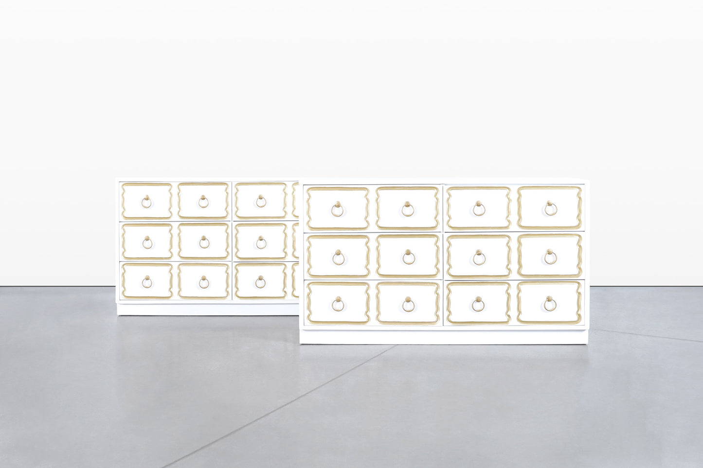 Vintage Lacquered "España" Chests of Drawers in Style of Dorothy Draper