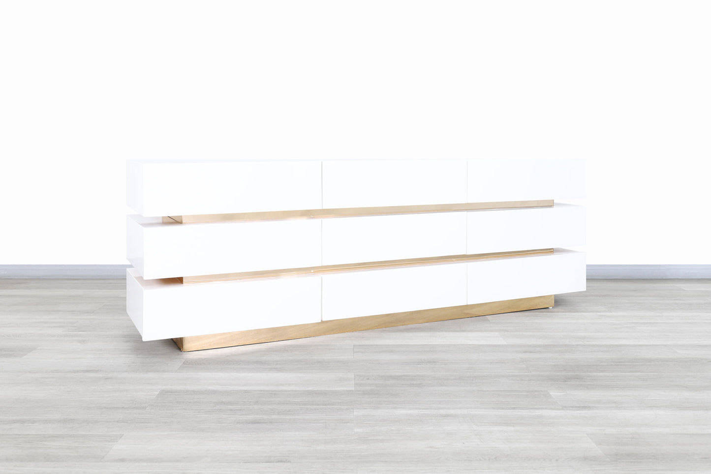 Vintage Lacquered and Brass Modernist Dresser