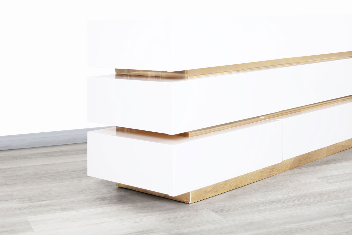 Vintage Lacquered and Brass Modernist Dresser