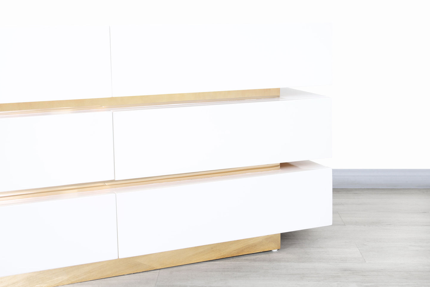 Vintage Lacquered and Brass Modernist Dresser