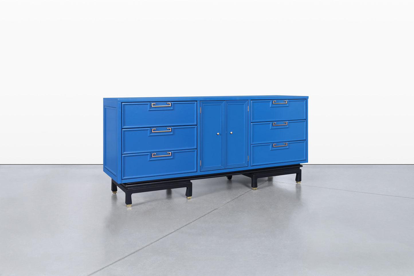 Vintage Lacquered and Brass Dresser by American of Martinsville