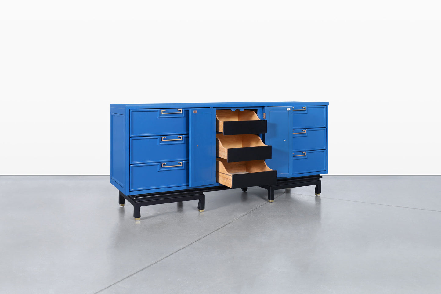 Vintage Lacquered and Brass Dresser by American of Martinsville