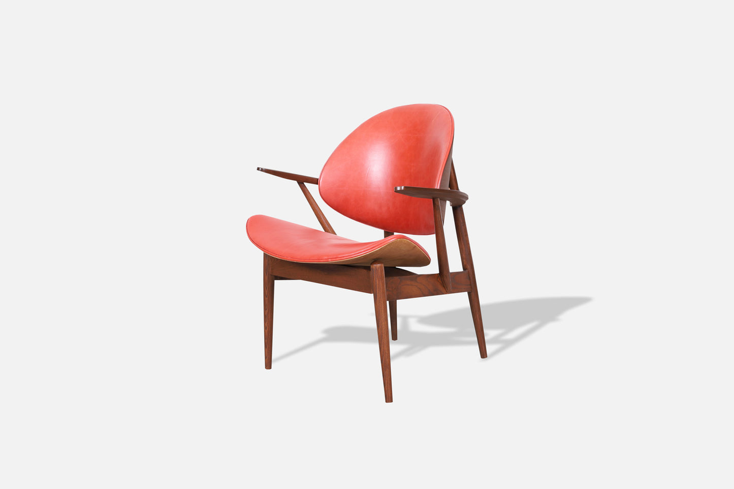 Vintage Leather "Clam Shell" Armchair by Seymour J. Wiener for Kodawood