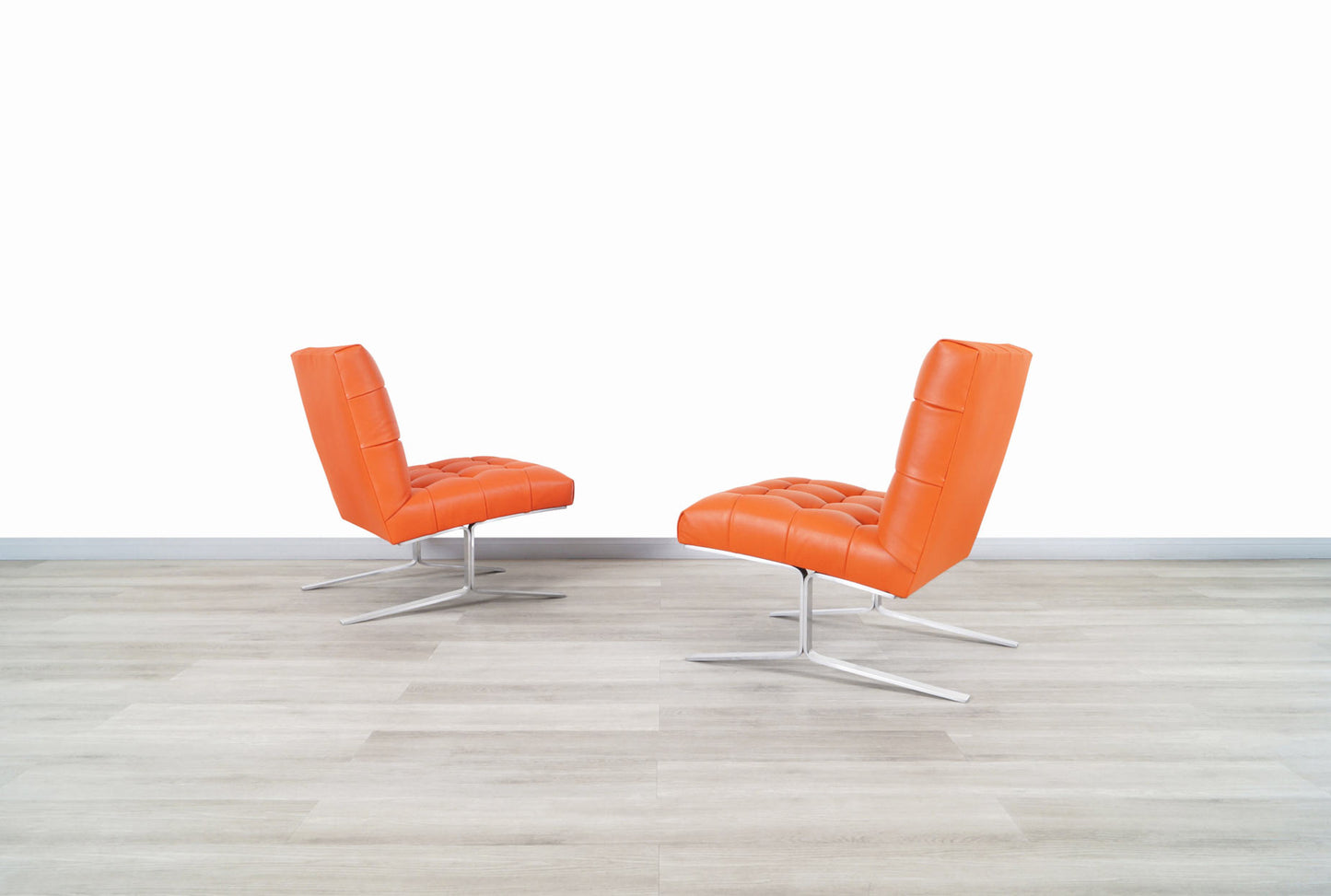 Vintage Leather Slipper Lounge Chairs